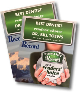 Awards for Dr. Bill Toews, a recognized dentist in Comox BC